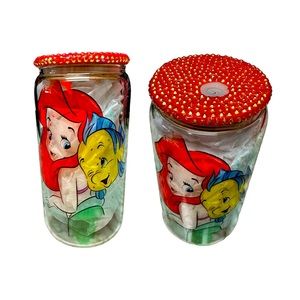 Glass cup with bling lid and straw